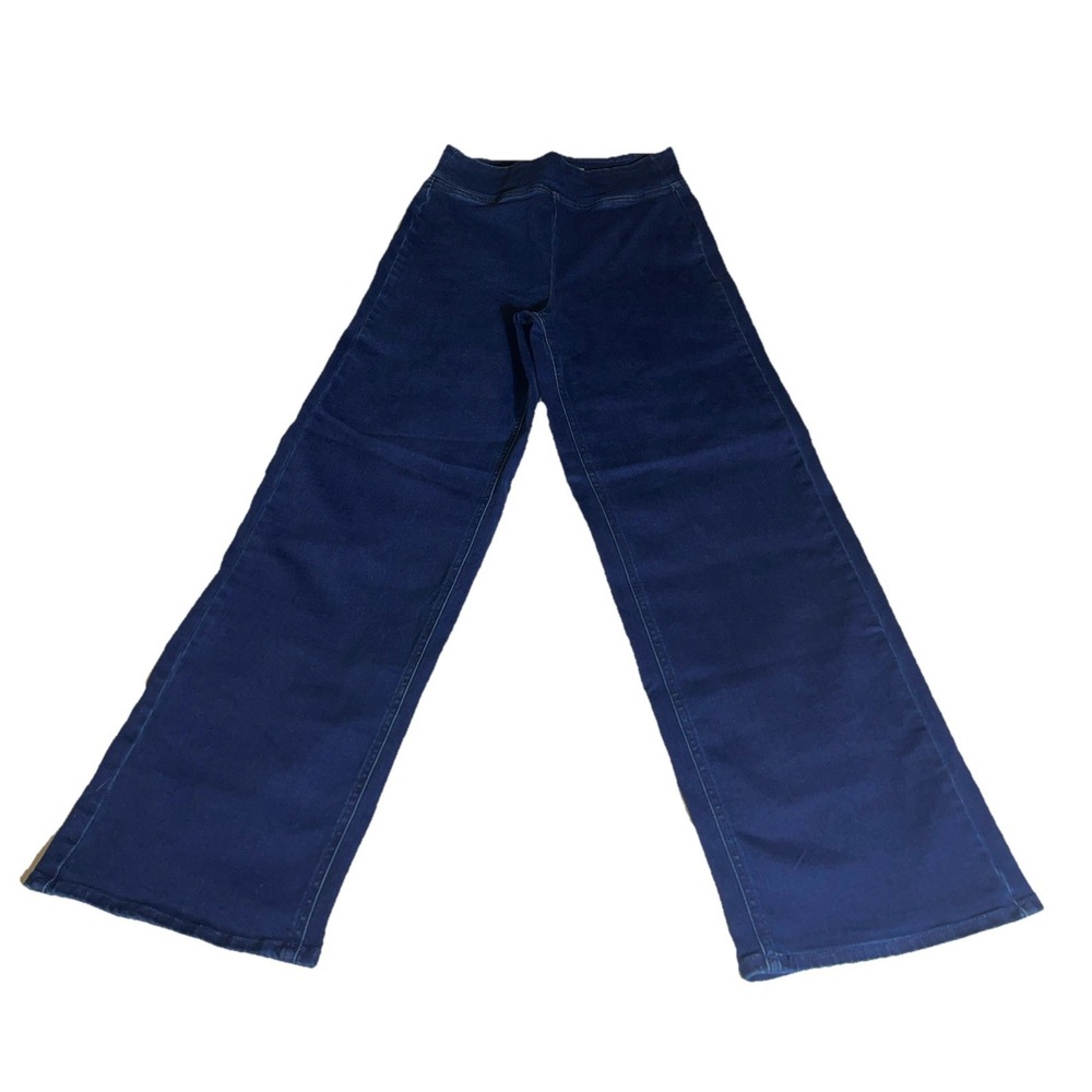 Pull On High Rise Wide Leg Crop Dark Blue Jean Denim Tall Size 6 Old Navy